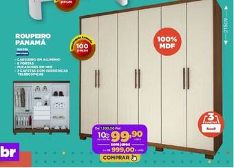 Móveis Simonetti Roupeiro Panamá oferta