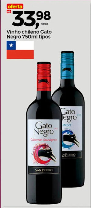 Frangolândia Vinho chileno Gato Negro 750ml tipos oferta