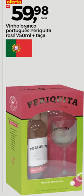 Frangolândia Vinho branco português Periquita rosé 750ml + taça oferta