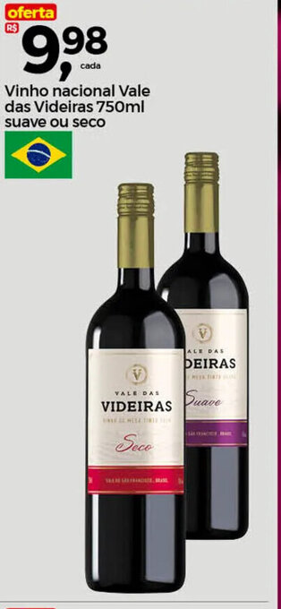Frangolândia Vinho nacional Vale das Videiras 750ml suave ou seco oferta
