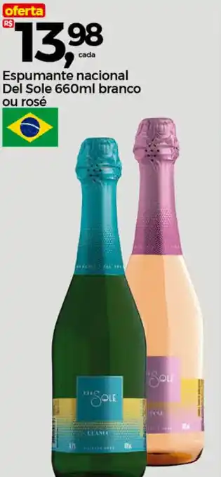 Frangolândia Espumante nacional Del Sole 660ml branco ou rosé oferta