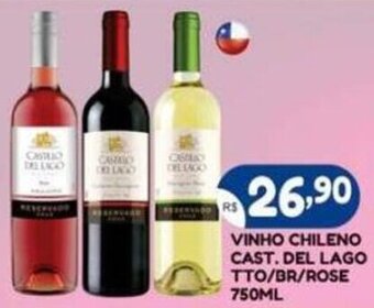 Bramil Supermercados VINHO CHILENO CAST. DEL LAGO TTO/BR/ROSE 750ML oferta