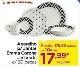 Carrefour Aparelho p/ Jantar Emma Corona decorado 20 peças oferta