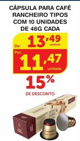 Roldão Cápsula para café rancheiro tipos com 10 unidades de 46g cada oferta