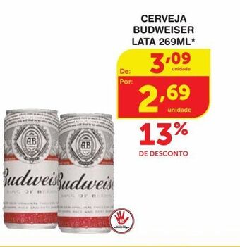 Roldão Cerveja budweiser lata 269ml* oferta