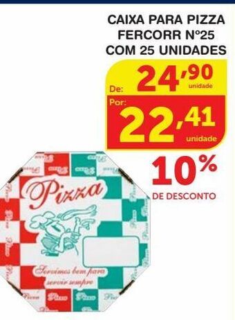 Roldão Caixa para pizza fercorr nº25 com 25 unidades oferta
