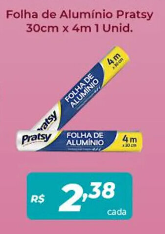 Atakarejo Folha de Alumínio Pratsy 30cm x 4m 1 Unid. oferta