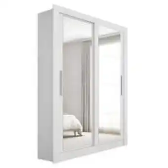 Novo Mundo Guarda roupa solteiro 2 portas com espelhos branco glass oferta