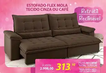 Lojas Cem ESTOFADO FLEX MOLA TECIDO CINZA OU CAFÉ oferta