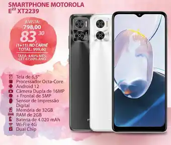 Lojas Cem SMARTPHONE MOTOROLA E22 oferta