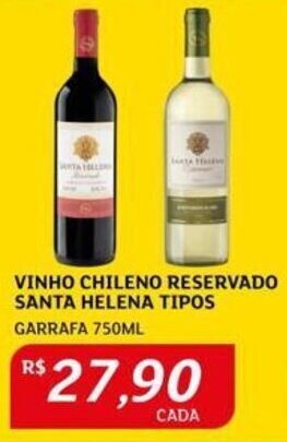 Assaí Atacadista VINHO CHILENO RESERVADO SANTA HELENA TIPOS GARRAFA 750ML oferta