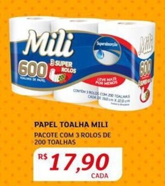 Assaí Atacadista PAPEL TOALHA MILI PACOTE COM 3 ROLOS DE 200 TOALHAS oferta
