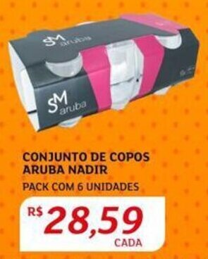 CONJUNTO DE COPOS ARUBA NADIR PACK COM 6 UNIDADES