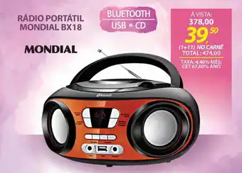 Lojas Cem RÁDIO PORTÁTIL MONDIAL BX18 oferta