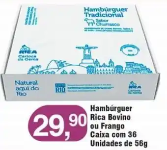 Royal Supermercados Hambúrguer Rica Bovino ou Frango Caixa com 36 Unidades de 56g oferta