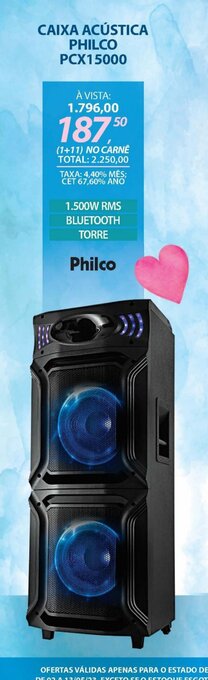 Lojas Cem CAIXA ACÚSTICA PHILCO PCX15000 oferta