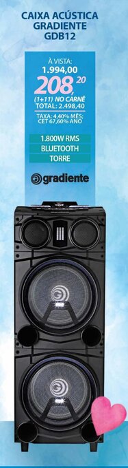 Lojas Cem CAIXA ACÚSTICA GRADIENTE GDB12 oferta