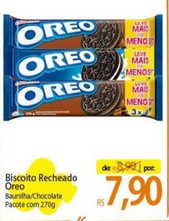Atacadão Biscoito Recheado Oreo Baunilha/Chocolate Pacote com 270g oferta