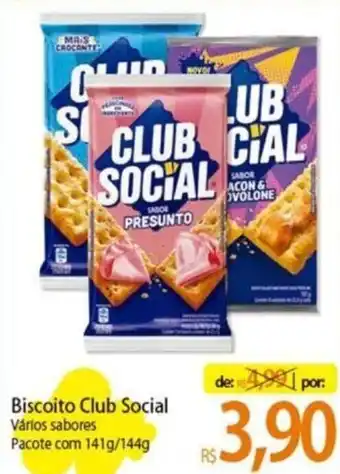 Atacadão Biscoito Club Social Vários sabores Pacote com 141g/144g oferta