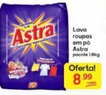 Lava roupas em pó astra pacote 1,6kg