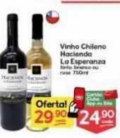 Supermercados Princesa Vinho chileno hacienda la esperanza branco, tinto ou rosé 750ml oferta