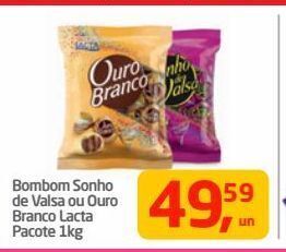 Tenda Atacado Bombom sonho de valsa ou ouro branco lacta pacote 1kg oferta