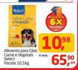 Tenda Atacado Alimento para cães carne e vegetais select pacote 10,1kg oferta