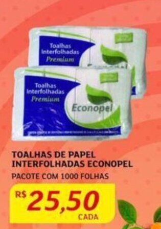 Assaí Atacadista TOALHAS DE PAPEL INTERFOLHADAS ECONOPEL PACOTE COM 1000 FOLHAS oferta