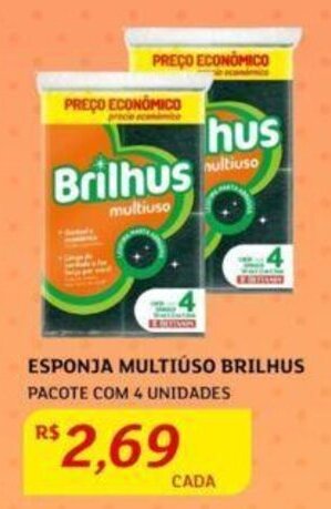 Assaí Atacadista ESPONJA MULTIUSO BRILHUS PACOTE COM 4 UNIDADES oferta