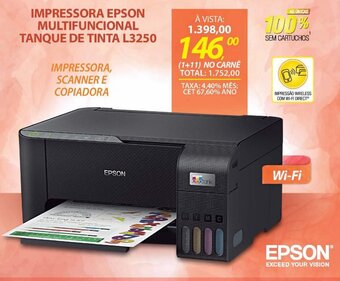 IMPRESSORA EPSON MULTIFUNCIONAL TANQUE DE TINTA L3250