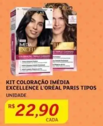 KIT COLORAÇÃO IMÉDIA EXCELLENCE L'ORÉAL PARIS TIPOS UNIDADE