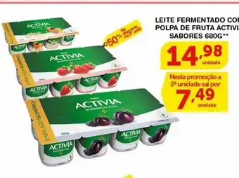 Roldão Leite fermentado com polpa de fruta activia sabores 680g oferta
