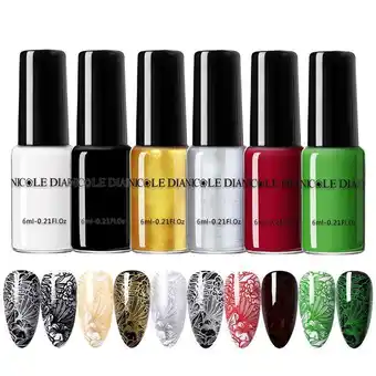 AliExpress Diário nicole stamping unha polonês preto ouro branco prata nail art verniz de impressão diy design para carimbar placa unhas oferta