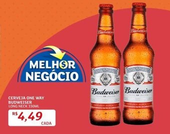 Assaí Atacadista CERVEJA ONE WAY BUDWEISER LONG NECK 330ML oferta