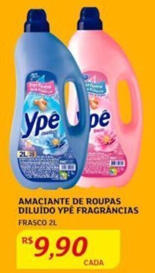 Assaí Atacadista AMACIANTE DE ROUPAS DILUÍDO YPE FRAGRÂNCIAS FRASCO 2L oferta