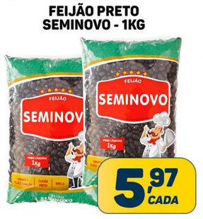 Dom Atacadista FEIJÃO PRETO SEMINOVO - 1KG oferta
