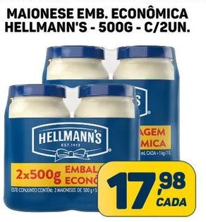 Dom Atacadista MAIONESE EMB. ECONÔMICA HELLMANN'S-500G - C/2UN. oferta