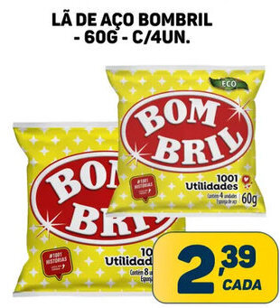 Dom Atacadista LÃ DE AÇO BOMBRIL - 60G-C/4UN. oferta