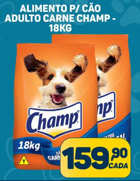 Dom Atacadista ALIMENTO P/ CÃO ADULTO CARNE CHAMP-18KG oferta