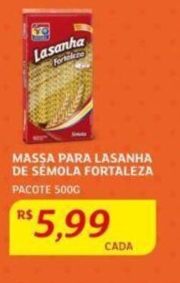 Assaí Atacadista MASSA PARA LASANHA DE SÉMOLA FORTALEZA PACOTE 500G oferta