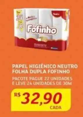 PAPEL HIGIÊNICO NEUTRO FOLHA DUPLA FOFINHO