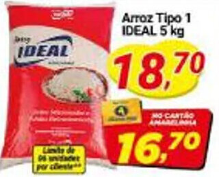 Amarelinha supermercados Arroz Tipo 1 IDEAL 5 kg oferta