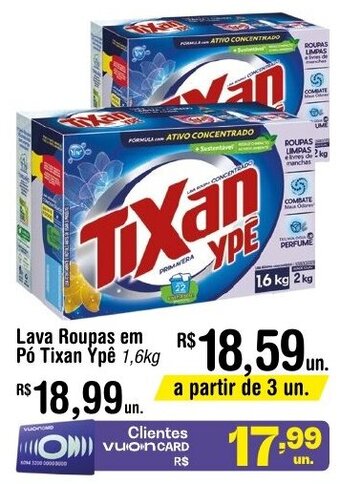 Fort Atacadista Lava Roupas em Pó Tixan Ypê 1,6kg oferta