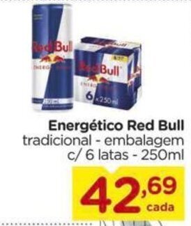 Carrefour Energético Red Bull tradicional - embalagem c/6 latas - 250ml oferta