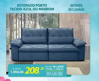 Lojas Cem ESTOFADO PORTO TECIDO AZUL OU MARROM oferta