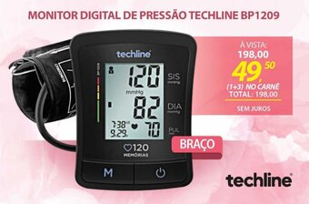 MONITOR DIGITAL DE PRESSÃO TECHLINE BP1209