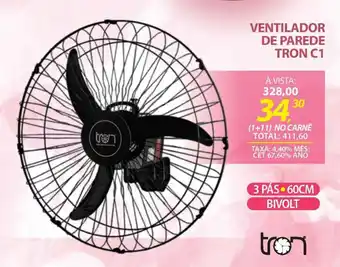 Lojas Cem VENTILADOR DE PAREDE TRON C1 oferta
