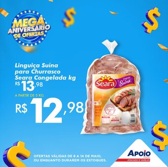 Apoio Mineiro Linguiça Suína para Churrasco Seara Congelada kg oferta