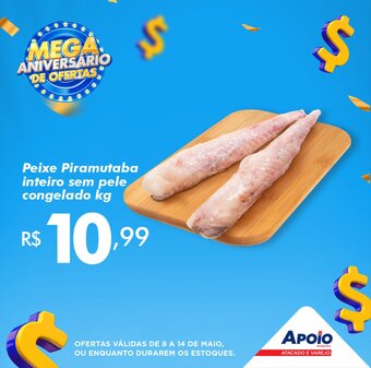 Apoio Mineiro Peixe Piramutaba inteiro sem pele congelado kg oferta