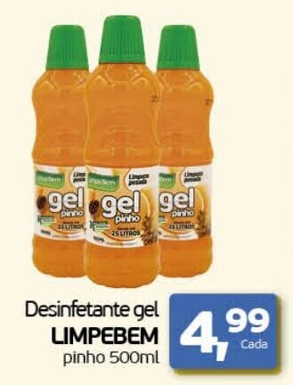 Cometa Supermercados Desinfetante gel LIMPEBEM pinho 500ml oferta